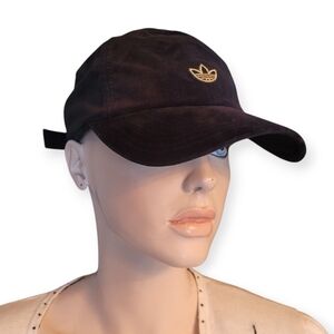 Adidas Black Velvet Cap Classic Style with Curved Brim Gold Logo